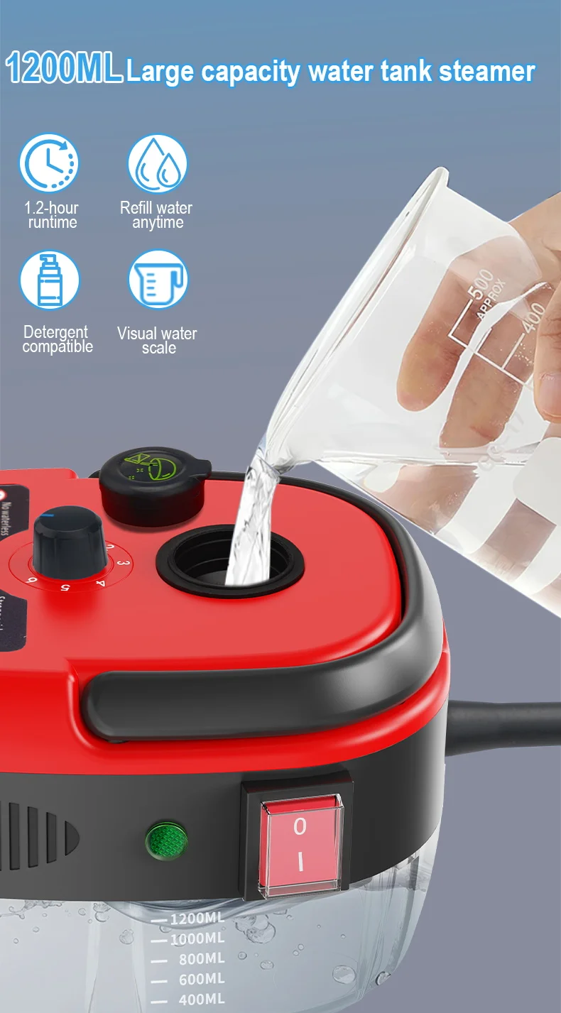 Dampfreiniger mit Hochdruck und -temperatur, Handgehaltener Dampfmopp für Gewerbe und Haushalt, Klimaanlagen, Dunstabzugshauben, Auto- und Jet-Reinigung – Detail 9