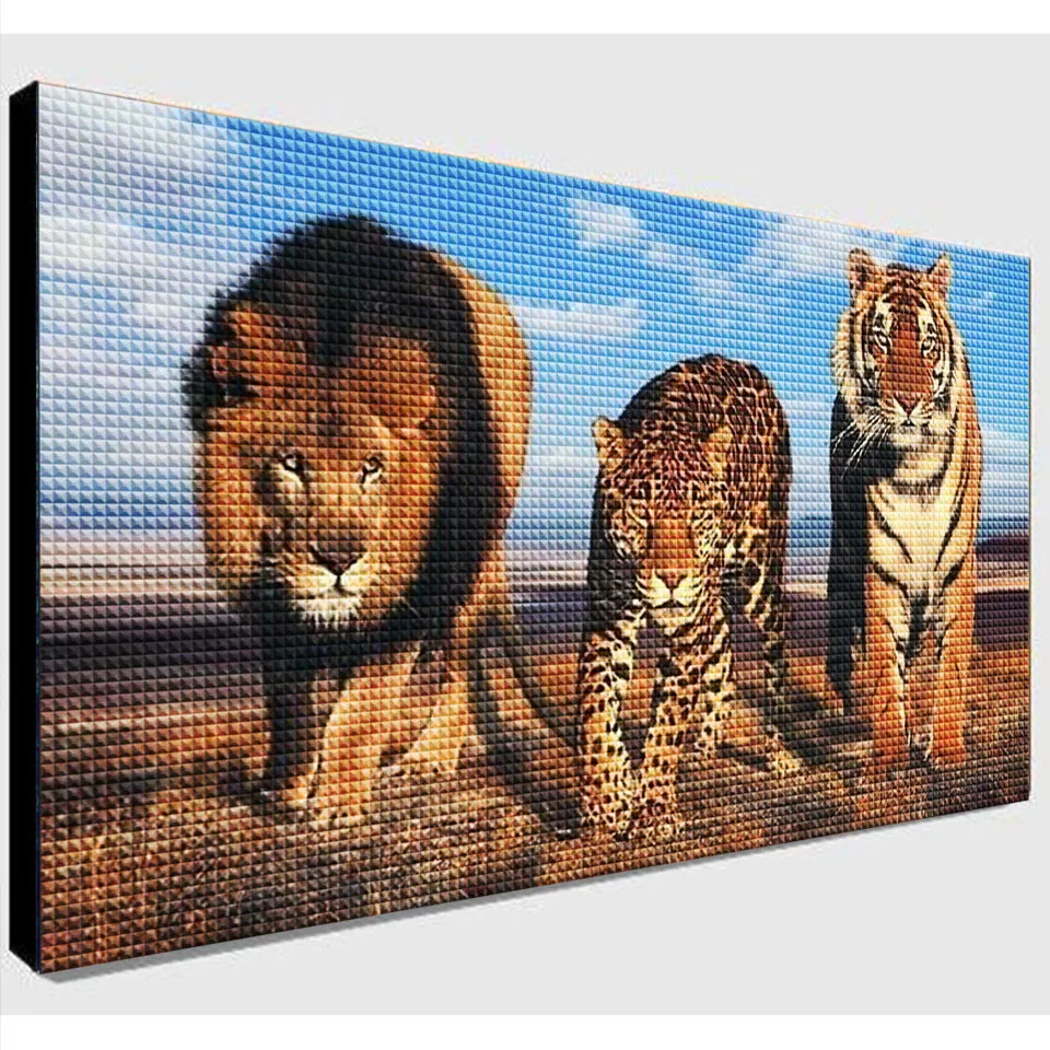 

Diamond painting art kit DIY tiger lion leopard diamond embroidery 5D square circle rhinestone cross stitch mosaic home decor