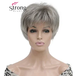 Strongbeauty Short Soft Grey mix full Synthetic Wig Auburn,Blonde ,Brown COLOUR CHOICES