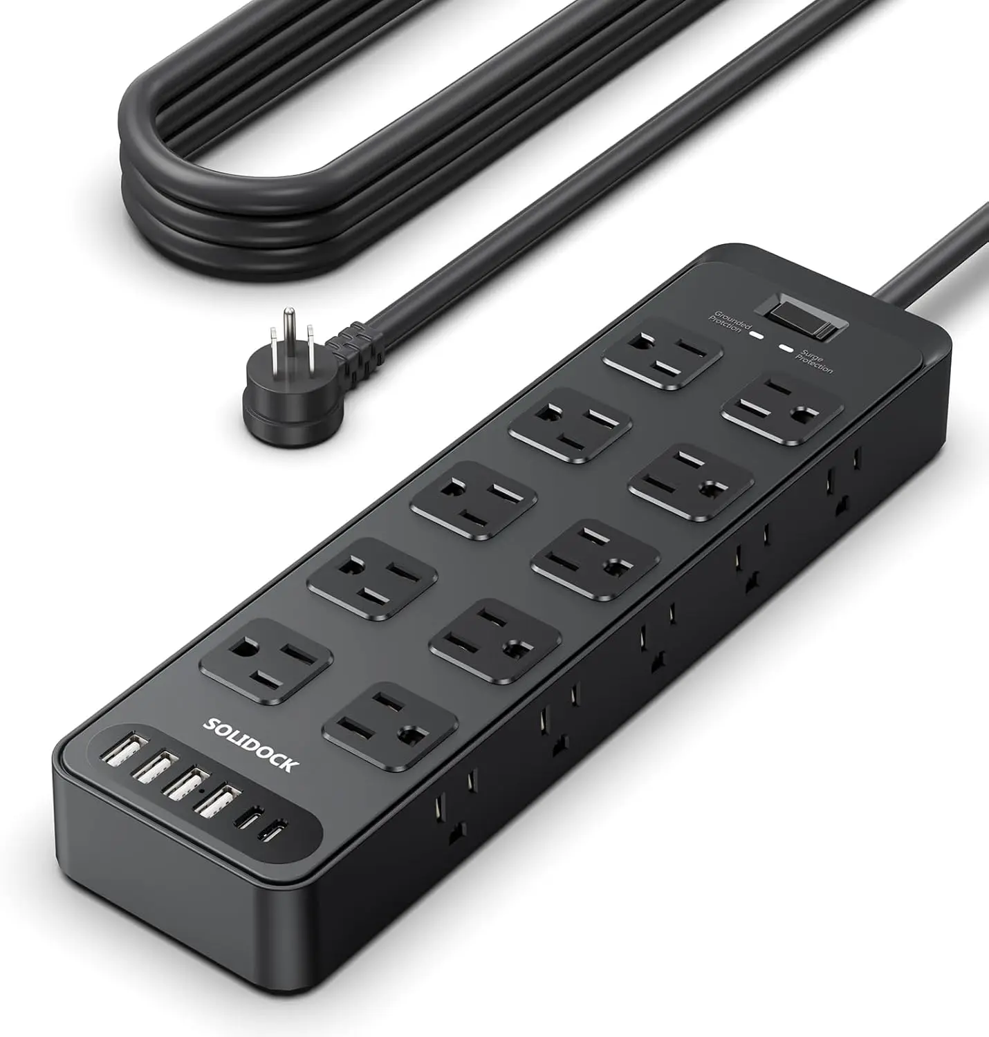 

Удлинитель-сетевой фильтр на 20 розеток и 6 USB-портов, кабель 1.8 м, сертификат ETL, для дома, офиса, игр