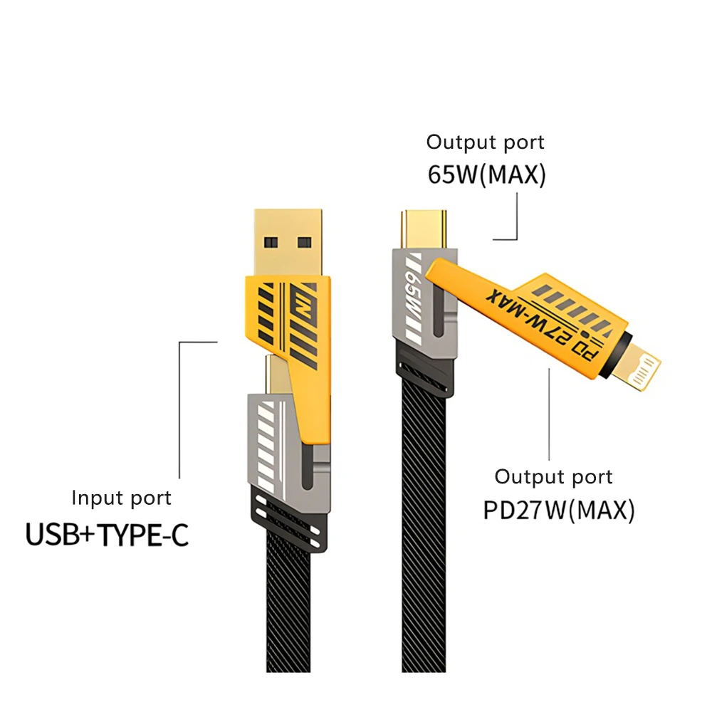 4 in 1 USB C Lightning Cable 65W Fast Charging & Data Sync  USB A Type-C Charger Wire For Tablet Charging Cable