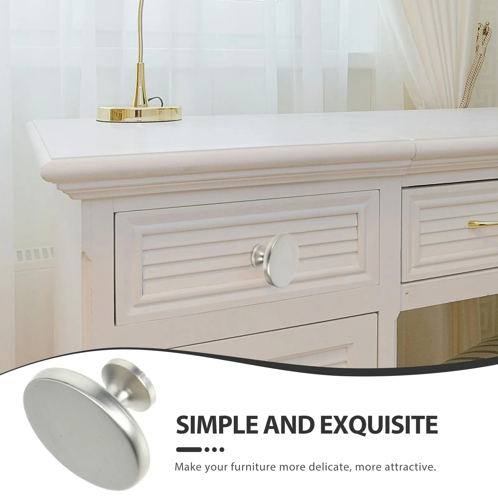 2Pcs Cabinet Door Knobs Round Minimal Style Cupboard Drawer Pulls Lightweight Handles for Dresser Closet Furniture