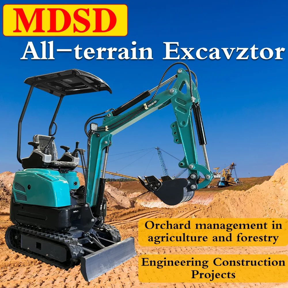 Free Shipping 1.2 Ton 1.5Ton Mini Excavator With Attachments Multi-Purpose Excavator For Kubota Engine Powerful For Landscape