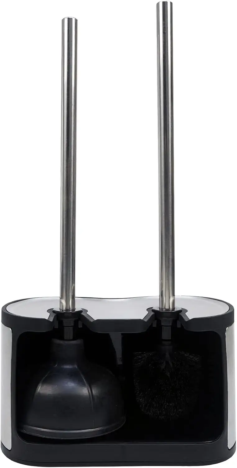 

Набор для унитаза из нержавеющей стали: ёршик с держателем и вантуз, отдельно стоящий контейнер для ванной комнаты, 2 в 1