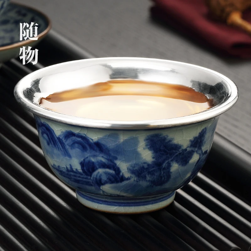 Jingdezhen Premium Master Sterling Silver 999 Ceramic Single Personal Special Tea Cup