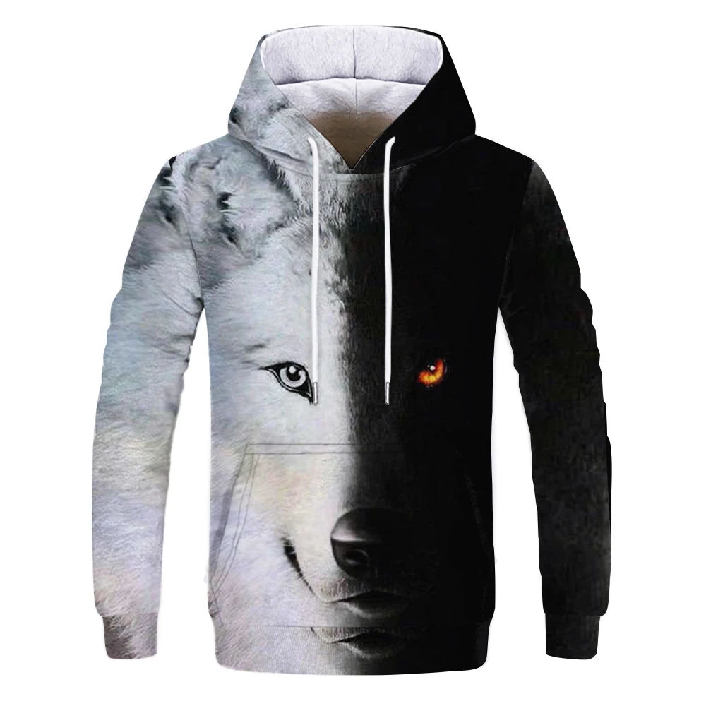 New Fashion Animal 3D Printed Hoodie Men and Women Personalized Design Sweatshirt Snow Double Wolf Harajuku Oversized Hoodie