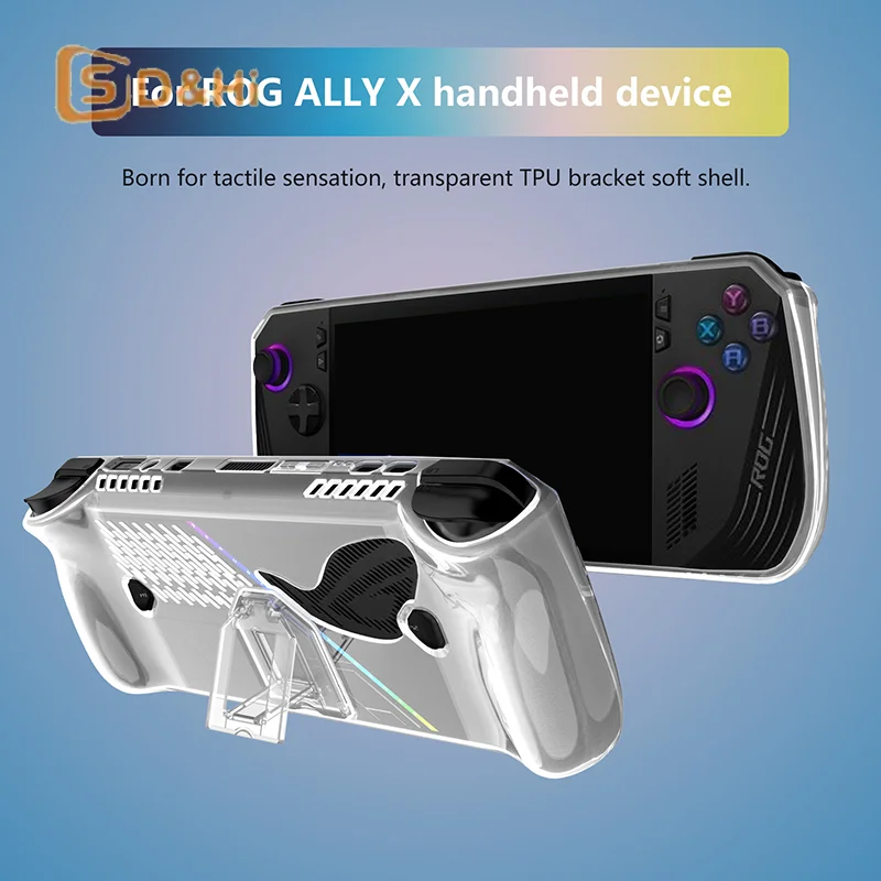 Clear Case For  ROG ALLY X Game Console Protective Cover With Bracket Shockproof Drop-proof TPU Soft Rubber Protective Shell