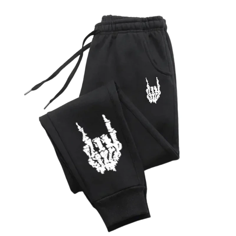 

Skull Handprint Sweatpants Hip-hop Comfortable Pants Women's Pocket Pants Warm Sweatpants