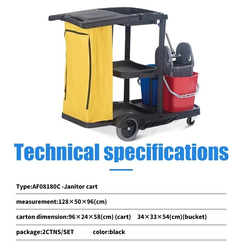 Multifunctional Restaurant Attendant Cleaning Cart Cleaning Service Cart for Hotel and Hospital Housekeeping Trolley