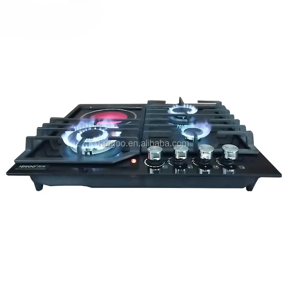 4-Burner Built-in LPG Gas Stove Infrared Cooktop for Home Kitchen Dining Table Cooking