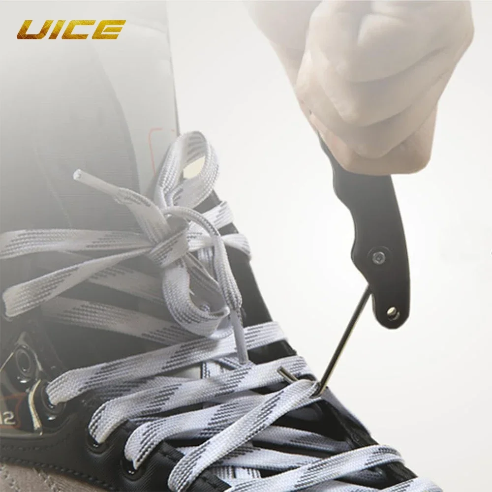 With Extended Hook Folding Portable Black Durable Practical Ice Hockey Skate Lace Tightener Ergonomic For Figure Roller Sports