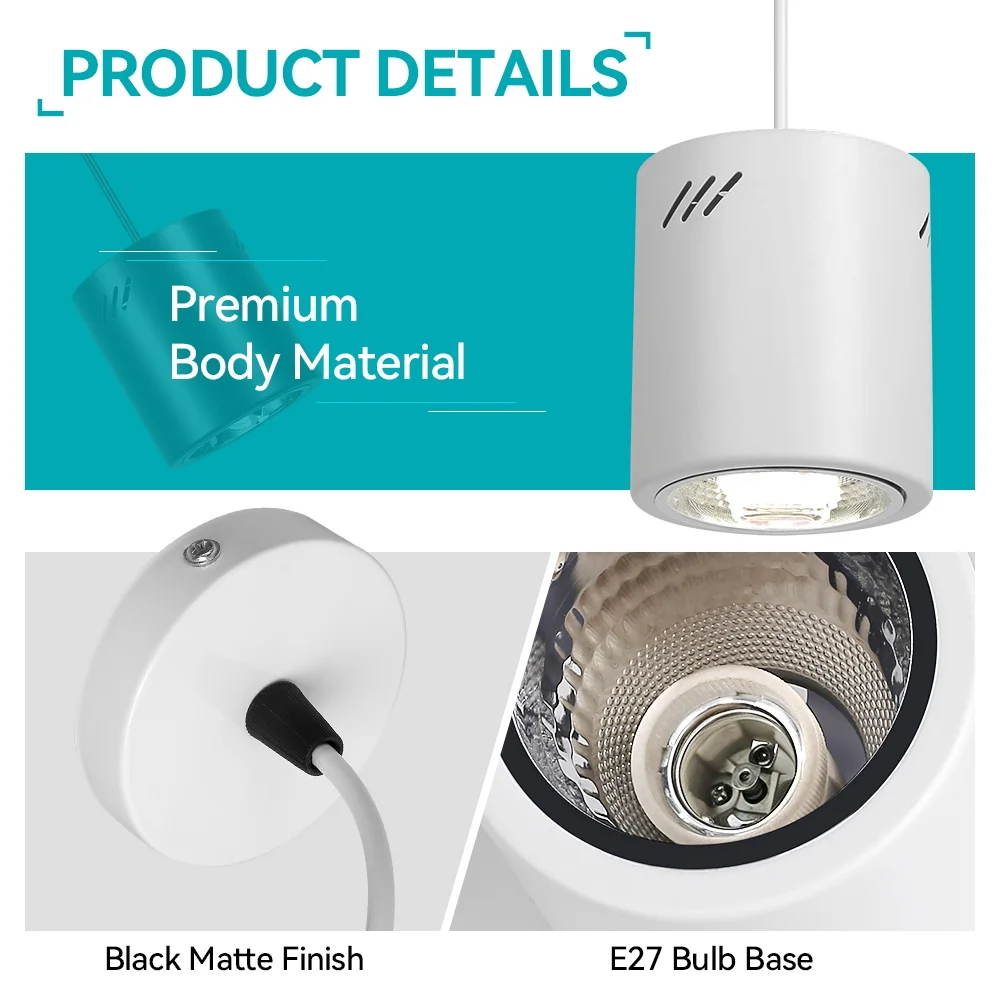 Iron Chandelier LED Ceiling Spot Light E27 Bulb Replacement Hanging Spotlight Adjustable Height 5-100CM Pendant Led Ceiling Lamp - view 3