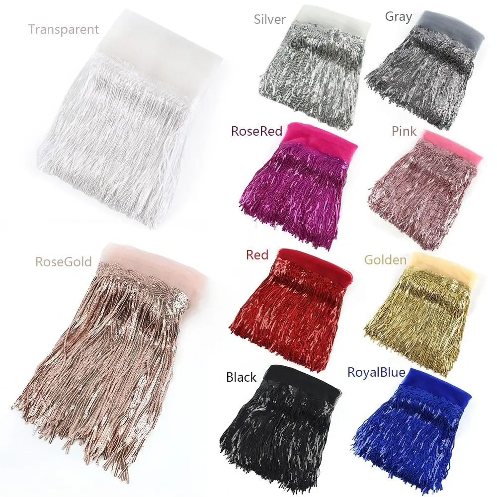 10Yards Dance Performance Trim decorazione materiale fai da te fatto a mano 20cm paillettes nappa pizzo