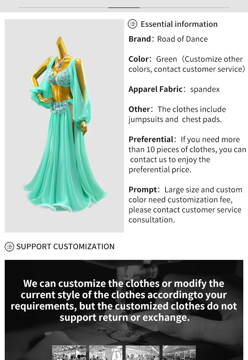 Bauchtanz-Übungskleidung Orientalisches Kostüm Damenkleid Unterrichtsrock Bauchtanz-Bühnenanzug 2026 Karneval Tanzkleidung Outfit – Detail 3