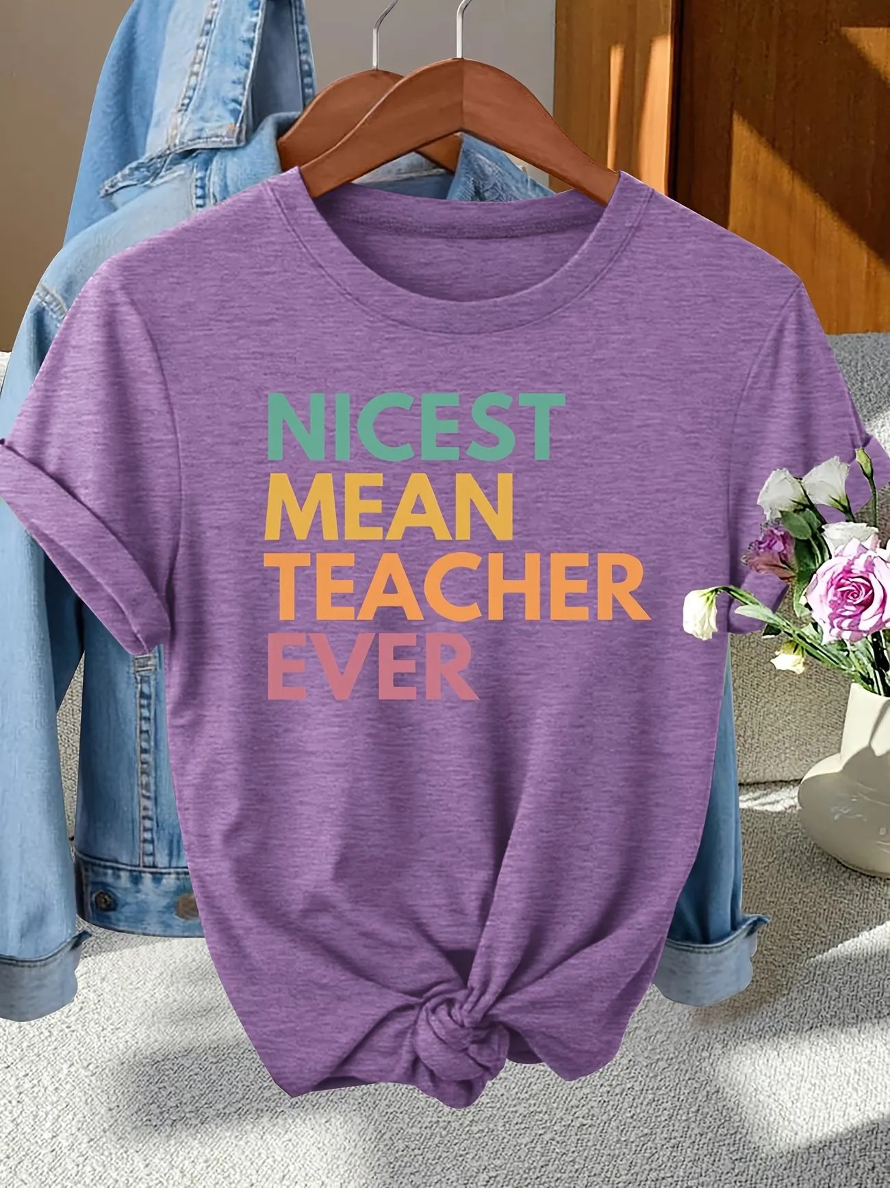 Women's O Neck Graphic Tee Inspirational Quote Print T-Shirt Y2K Style Casual Short Sleeve Motivational Top High Quality Shirt