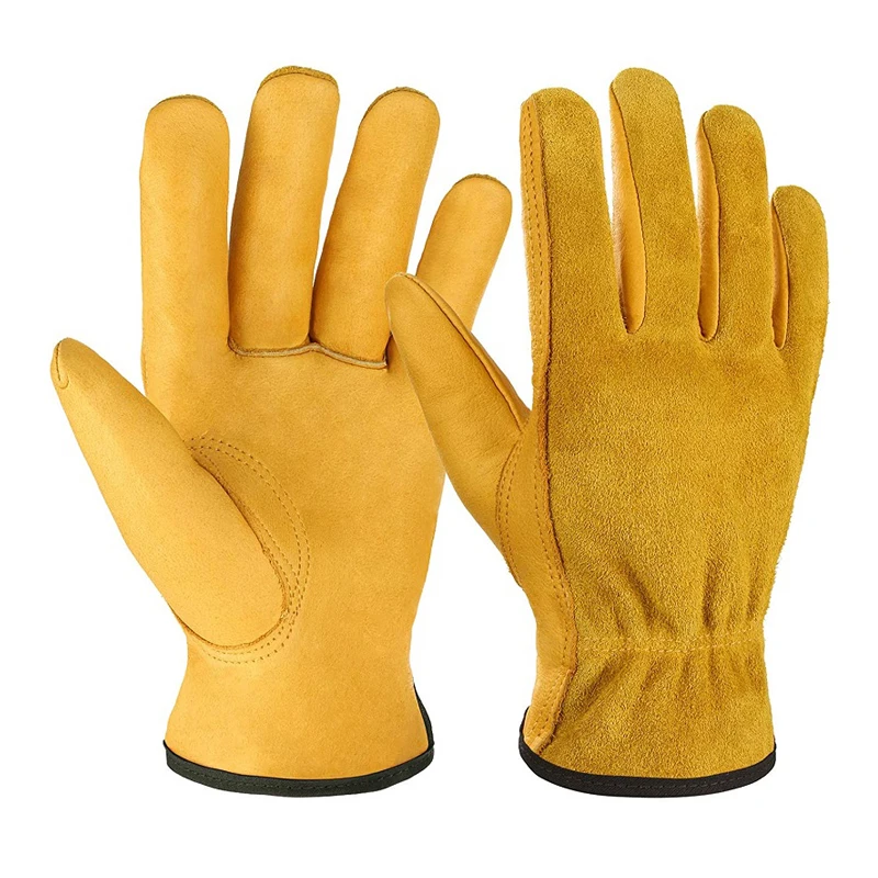 

Leather Work Gloves Flex Grip Tough Cowhide Gardening Glove for Garden Welding Security Protection Safety Workers Mechanic Glove