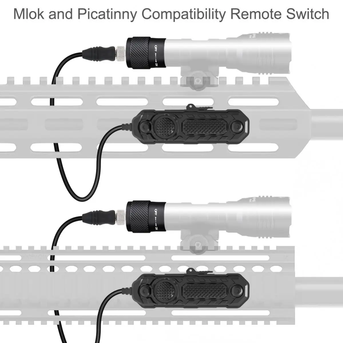 SecurityIng IPX7 Dust Quick Release Mount Flashlight with Twisty Tail Cap and Clicky Press Function Remote Switch Fit for M- LOK