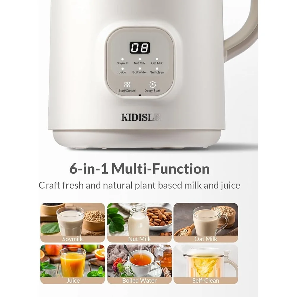6 in 1 Nut Milk Maker Automatic Blender Soy Almond Oat Coconut Juice Self Cleaning Kitchen Appliance Healthy Beverage - Image 2
