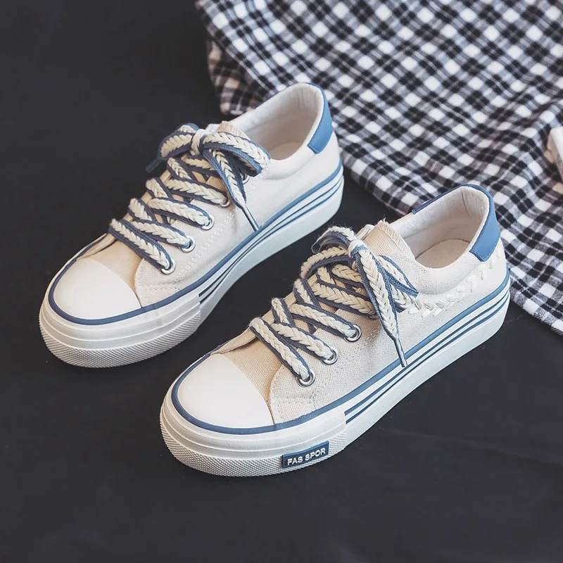 

Shoes Fashion Thick Bottom Canvas Shoe Flat Sole Board Shoes Walking Sneakers Non-slip Casual Sports Shoes Comfort Sneakers