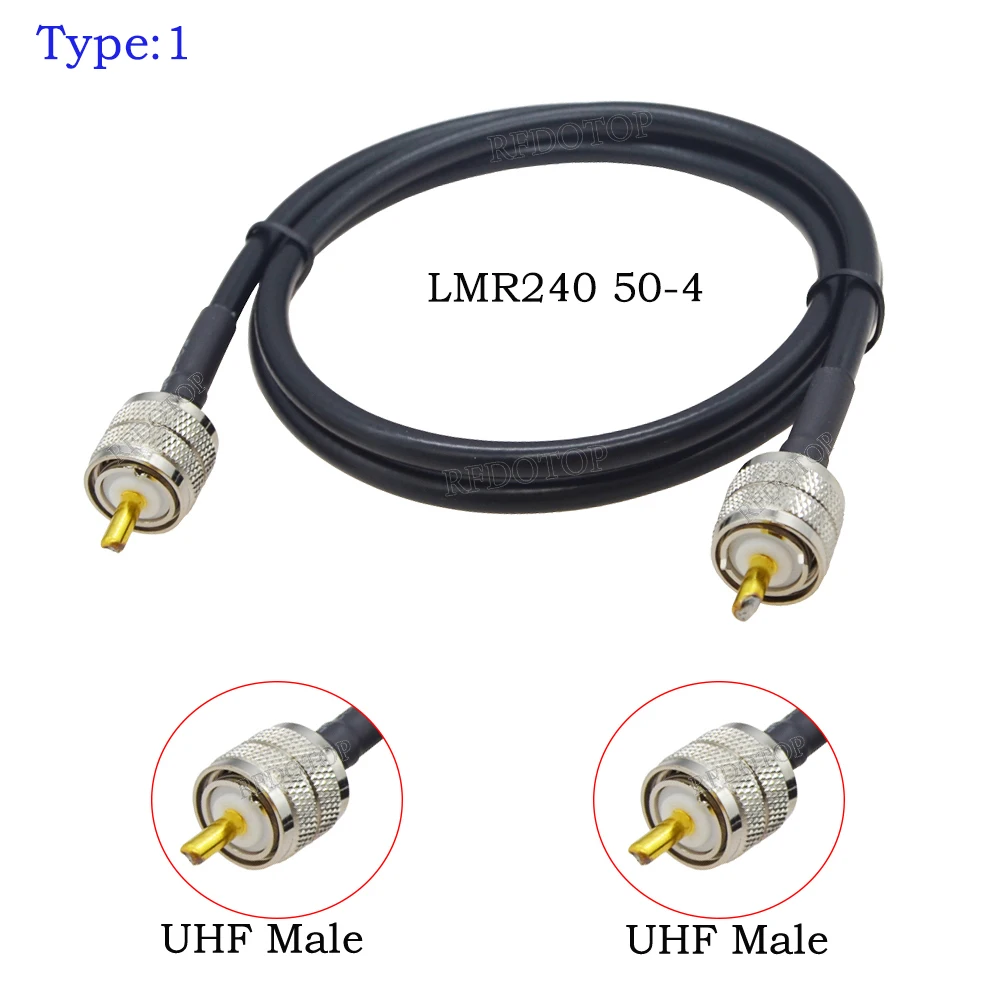 1Pcs LMR240 Cable SO239 UHF Female to SO239 UHF Female Connector LMR-240 50-4 Low Loss RF Coaxial Pigtail Jumper Extension Cord