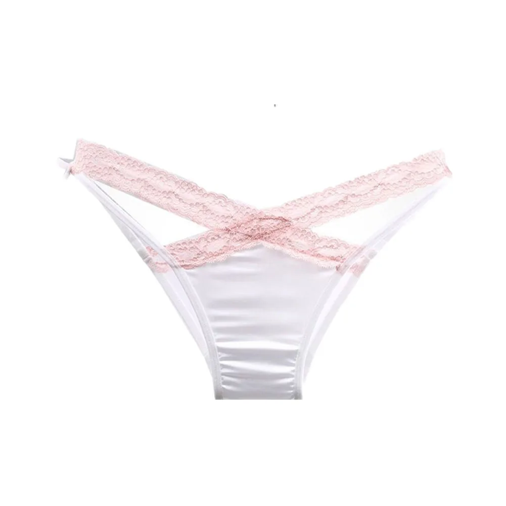 Sexy Women Underpants Cross Belt Lace Transparent Mesh Hollow Bow Panties Cotton Briefs Lingerie G-String Thongs