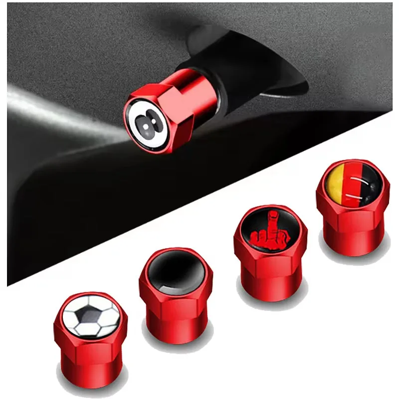 

Комплект из 4 высококачественных металлических колпачков для автомобильных клапанов, заглушек для шин, с эмблемой, для всех моделей автомобилей, велосипедов и мотоциклов