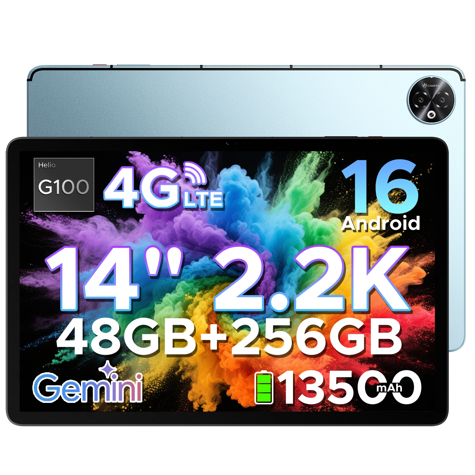 DOOGEE Tab E3 Max Tablet PC 14'' 2.2K Scherm 48GB 256GB 13500mAh Grote Batterij Helio G100 16MP Gemini AI Android 16 Smart Pad