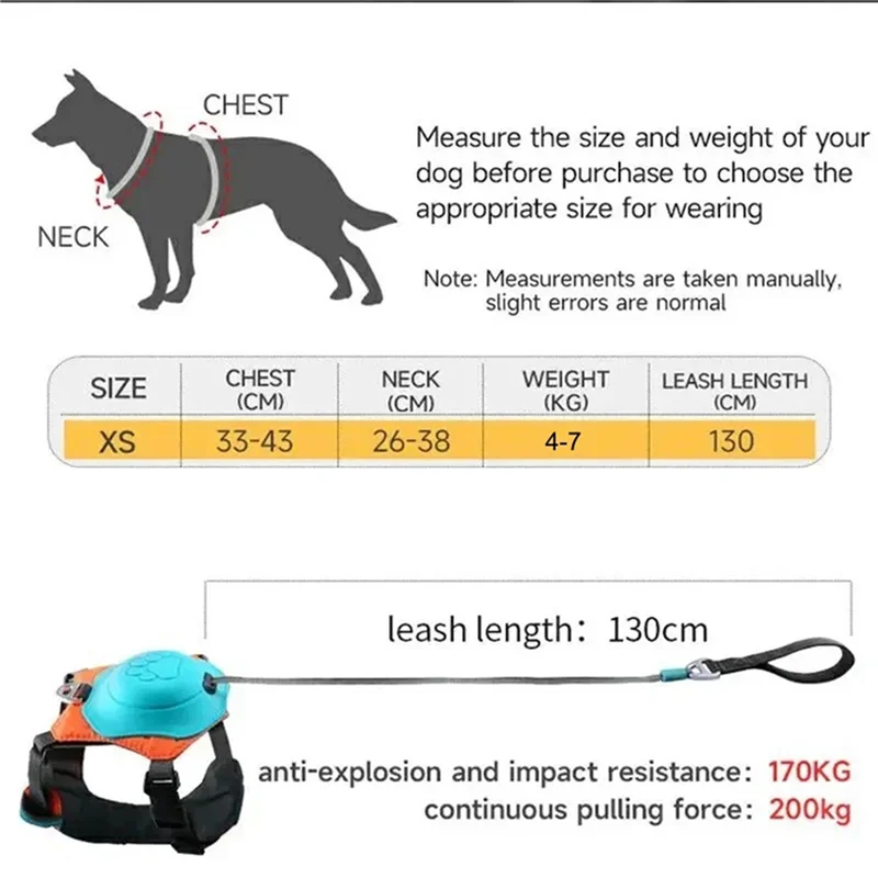 

【Clearance Sale】2X 2-In-1 No Pull Dog Harness With Retractable Leash,Automatic Anti Burst Impact Function,Adjustable Breathable,