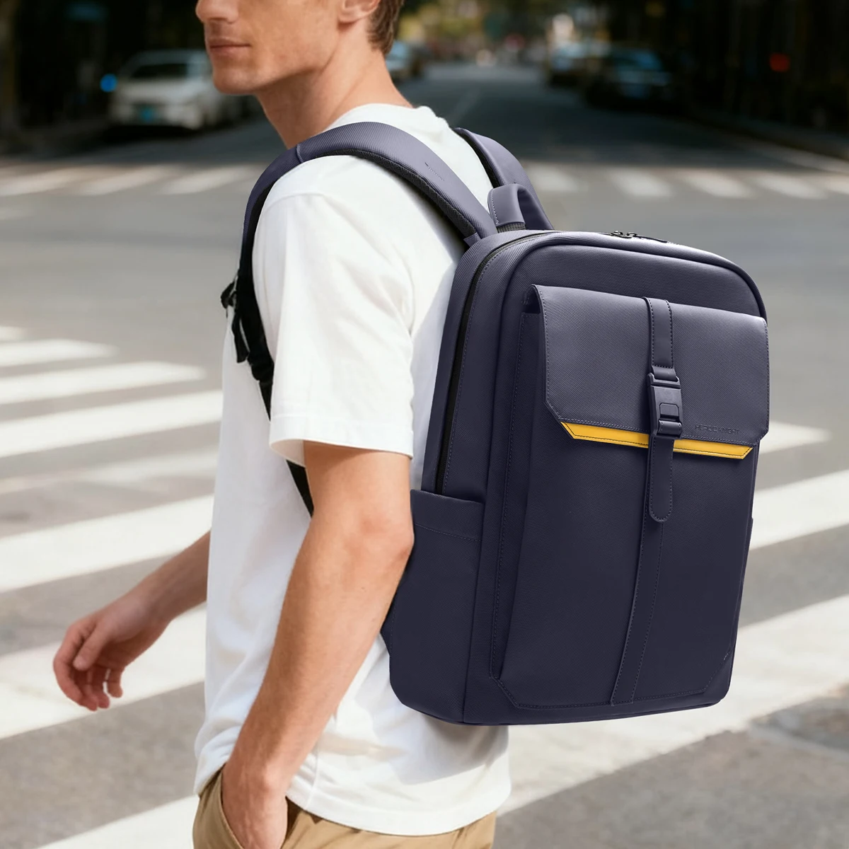 Mochila minimalista Hcankcan para hombre, bolso para portátil de negocios de 15,6 pulgadas, múltiples bolsillos, bolso escolar universitario, mochila de viaje impermeable