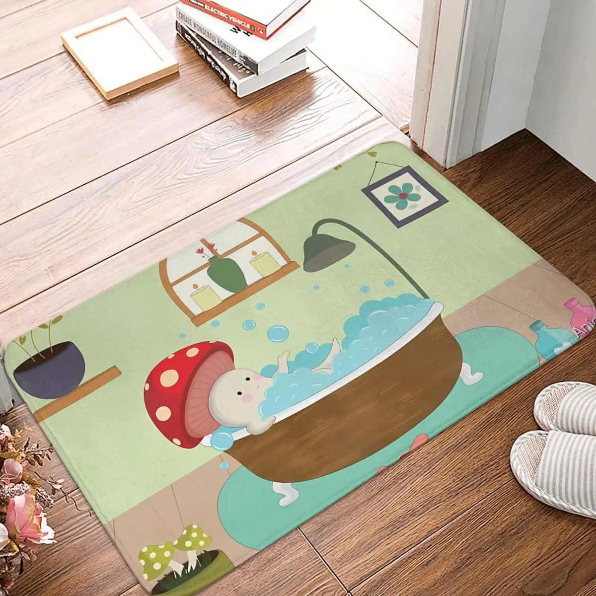 Bathroom Non-Slip Carpet Mushroom Taking Bath Bedroom Mat Entrance Door Doormat Home Decor Rug