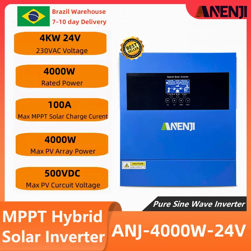 4KW 6.2KW 230VDC Hybrid Solar Inverter Pure Sine Wave MPPT 100A/120A Solar Controller Home Inversor For PV 60-500VDC In Brazil