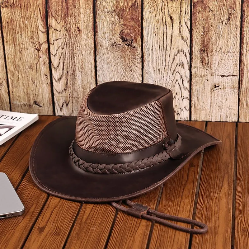New leather breathable sunshade large-brimmed solid-color cap