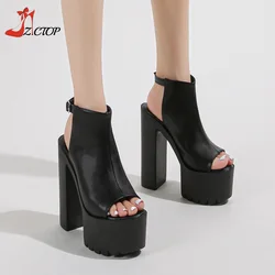 Summer Super High Heels Platform Sandały Kobiety Moda Sexy Peep Toe Chunky Heel Pumps Ladies Party Dance Shoes Duży rozmiar 42 43