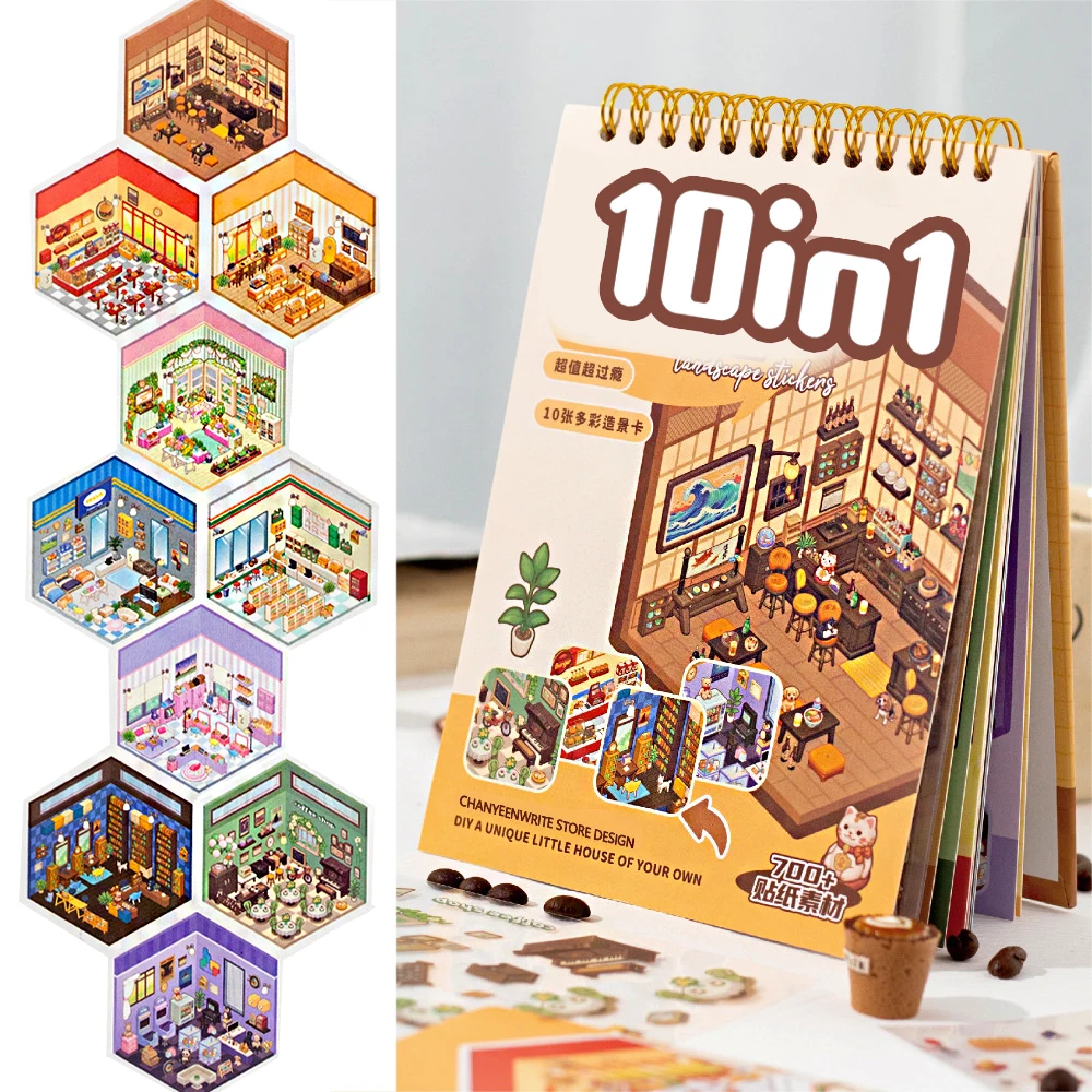 

10 предложений в книге, 3D наклейка с пейзажем, коллекция книг, альбом, мультяшная сцена, сделай сам, игрушка, игра, фестиваль, подарок на день рождения для ребенка, девочки, ребенка