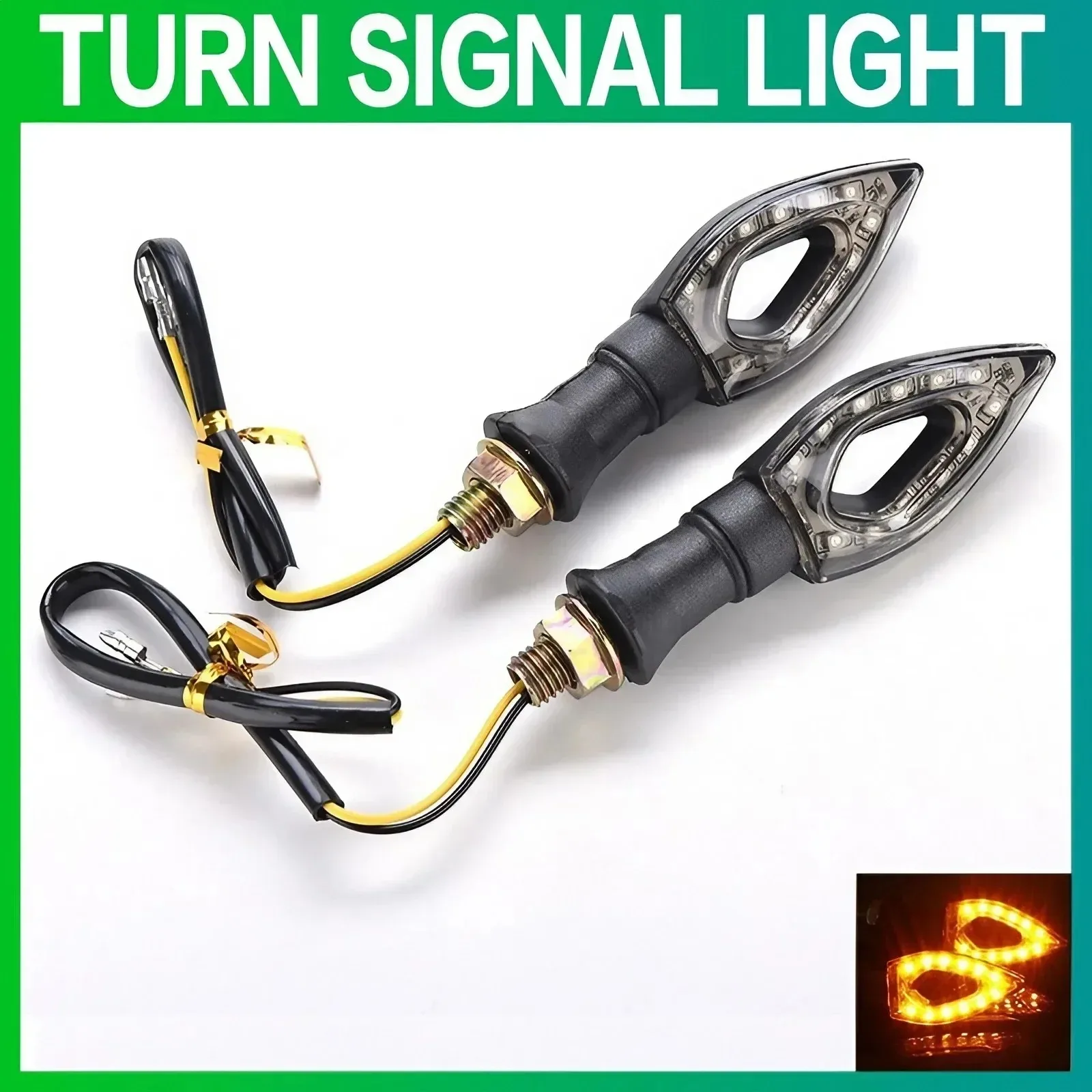 12 LED Motorcycle Turn Signal Lights - Universal 12V Amber Waterproof IP68 Indicators, Tail Lights, Flashers