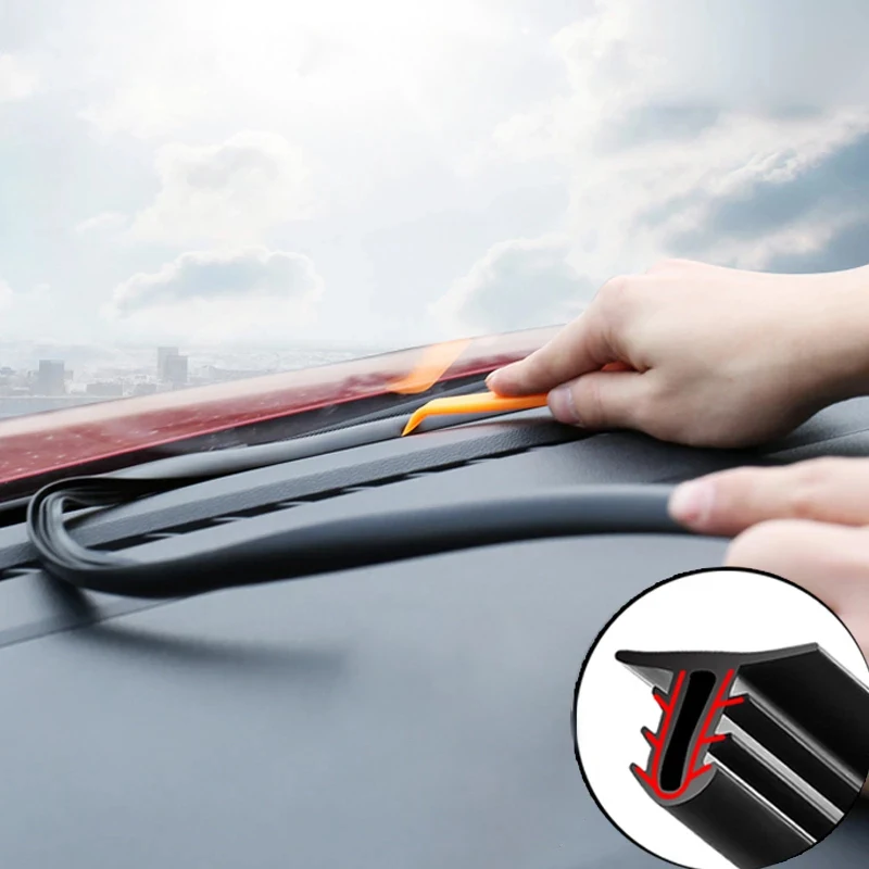 1.6m Car Dashboard Sealing Strip Interior Auto Leakproof Strips Noise Sound Insulation Rubber Trim Weatherstrip Car Accessories