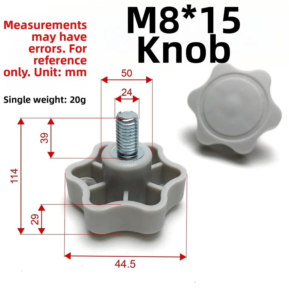 2pcs Handle Knob Bolt M8 Thread 15mm Plastic Multi-Purpose Locking Fixed Screws Fitness-Equipment Handle Screw Replace Parts