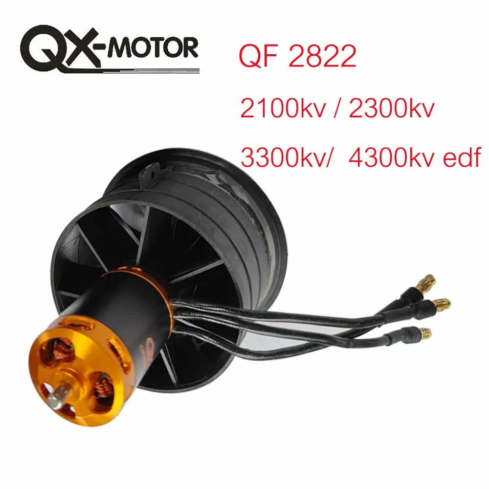 QX-Motor 64MM 12 łopatek EDF QF2822 2100KV 2300KV 3300KV 4300KV Silnik bezszczotkowy z 60A / 80A ESC do samolotu RC Fms Freewing