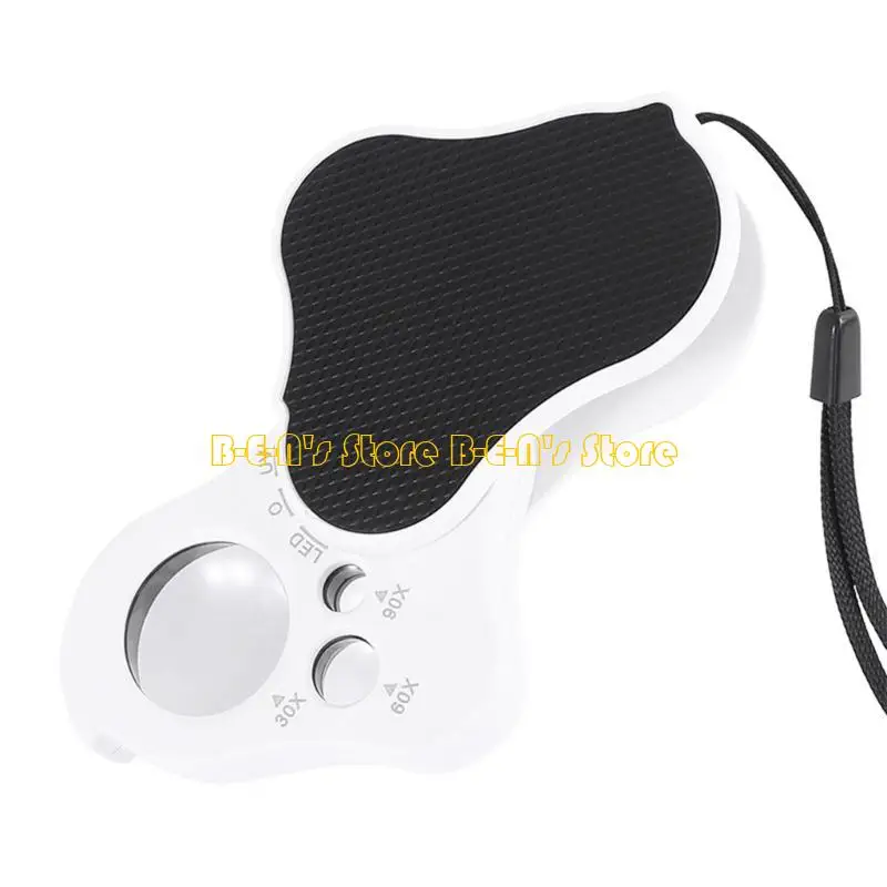 Y1AD Jewelry Stamps Watch Eye Loupe Foldable Handheld Pocket Magnifier Diamond GemstonesIdentification Tool 30X 60X 90X