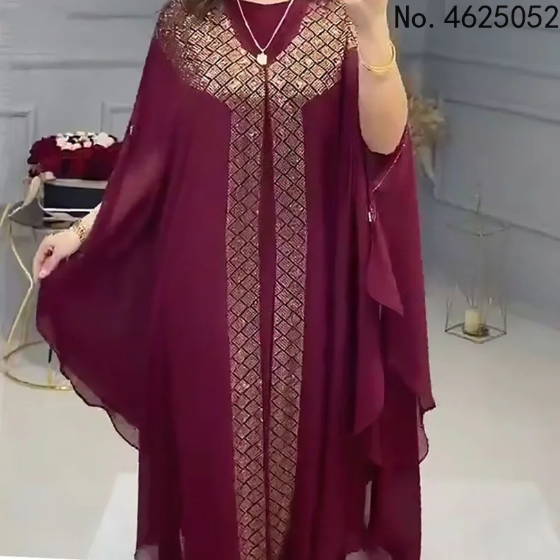 Robe robes africaines pour femmes en mousseline de soie Boubou Ankara Dashiki 2 pièces ensemble tenues dubaï caftan Abaya Robe Marocaine Femme