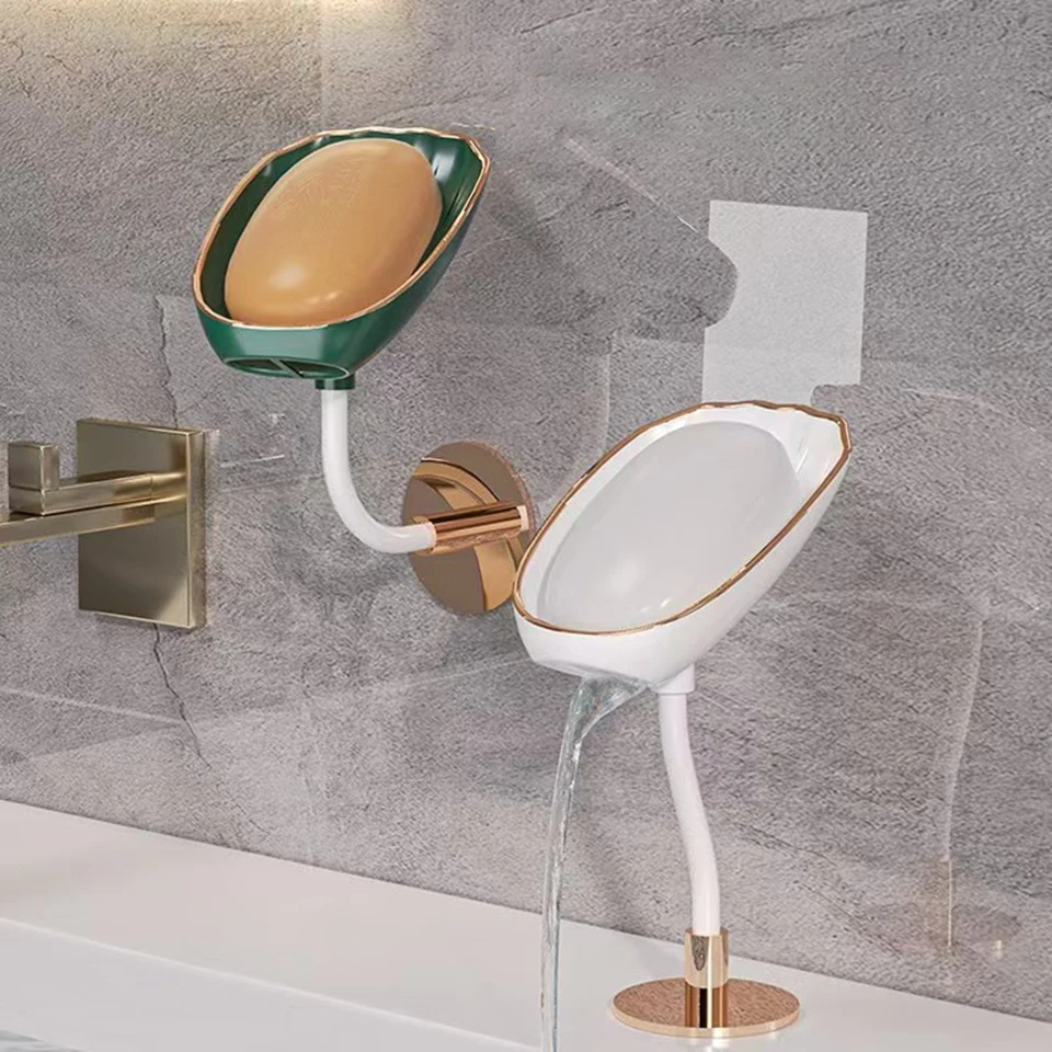 

Creative Soap Shelves in the bathroom,Shell-shaped Drained Soap Box,White & Green,Non-perforated Plastic Storage Shelves