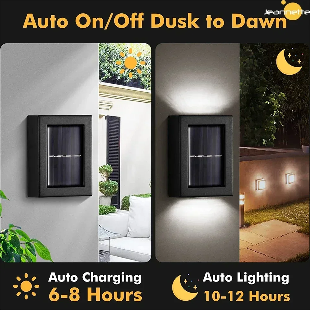 Solar Night Light Outdoor Garden Wall LED Light Waterproof 2LED Up and Down Spot Lights Decorative Courtyard Wall Light