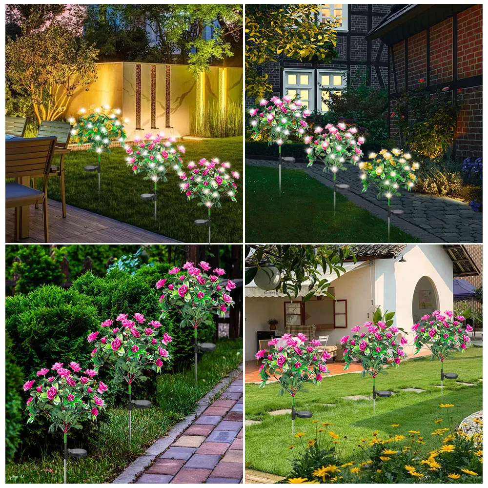 Imagem -05 - Led Solar Azaléa Flores Jardim Lâmpada Casa Luz Decorativa ao ar Livre Paisagem Lampyard Lawn Path Feriado Luzes do Casamento