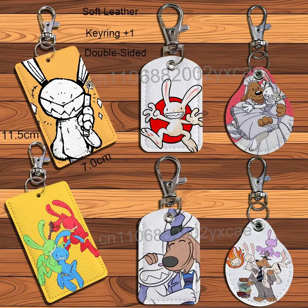 game cute Bosco Sam Max Keychain Holder Suitable For Subway Bank Card Bus Card Case Badge Holder Wallet Card Textured pattern