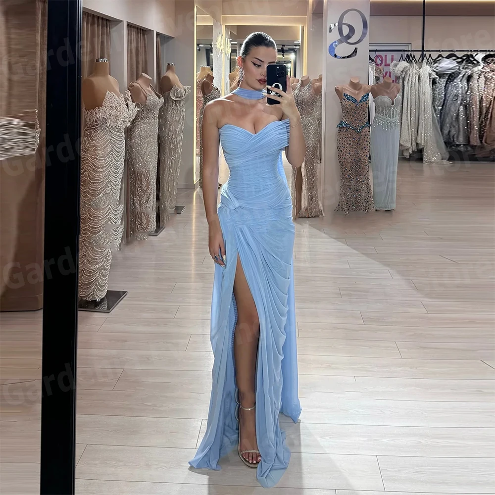 

Изящные женские вечерние платья русалки на одно плечо, платья для выпускного вечера по индивидуальному заказу, без рукавов с боковым разрезом, Vestidos Para Mujer Elegantes