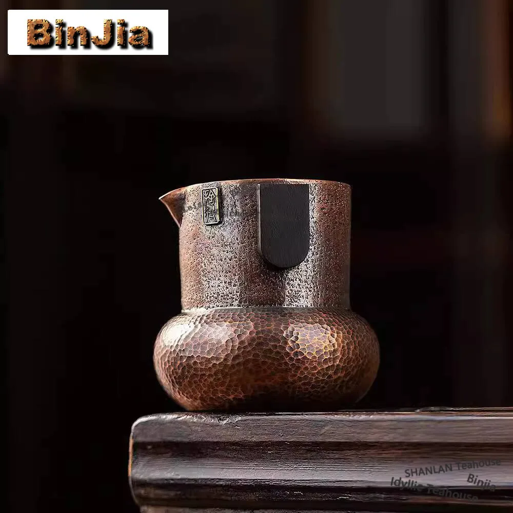 330ml Handmade Hammer Pattern Tea Pitcher Japanese Red Copper Heat-resistant Cha Hai Justice Cup Cofee Divider Tea Set Supplies