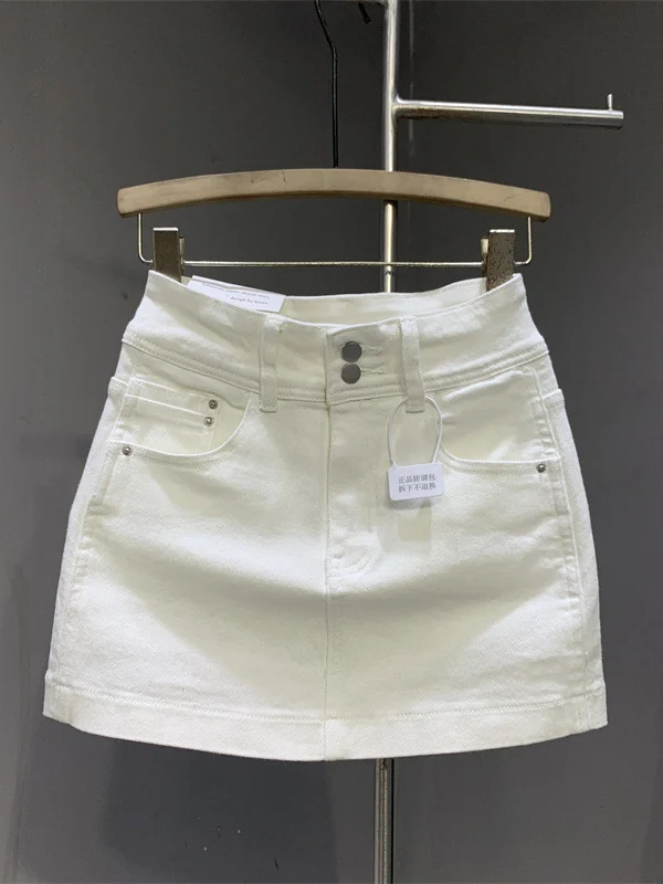 

Женская джинсовая юбка А-силуэта с высокой талией, облегающая, короткая, в корейском стиле, из полиэфирного волокна