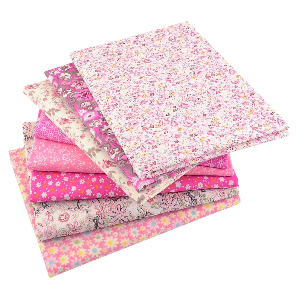 Booksew Pink Grid Floral Style 100% Cotton Plain Cloth Patchwork Fabrics For Arts Sewing HandCrafts Needlework By the Half Meter