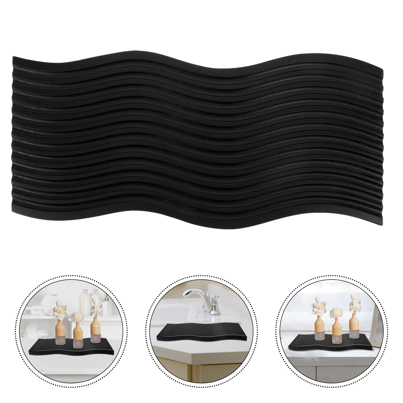 

Solid Wood Pallet Sponge Holder Bathroom Sink Organizer Countertop Receiver Black