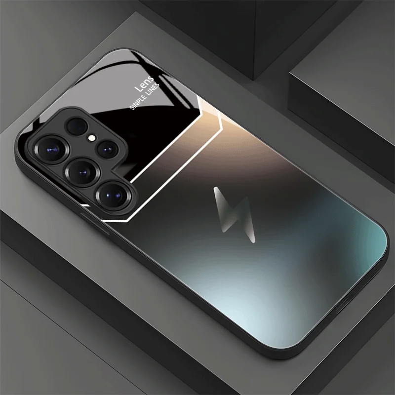 Creativity Lightning Exquisite luxury High-end PhoneCase Glass PhoneCase for Samsung Galaxy S26 S25 S24 S23 S22 FE,Ultra,Plus